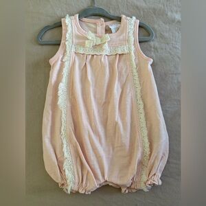 Piper & Posie Pink Sleeveless Baby Romper with Lace Trim